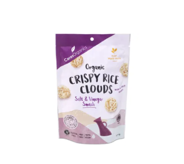 Ceres Organics Crispy Rice Clouds Salt & Vinegar 50g
